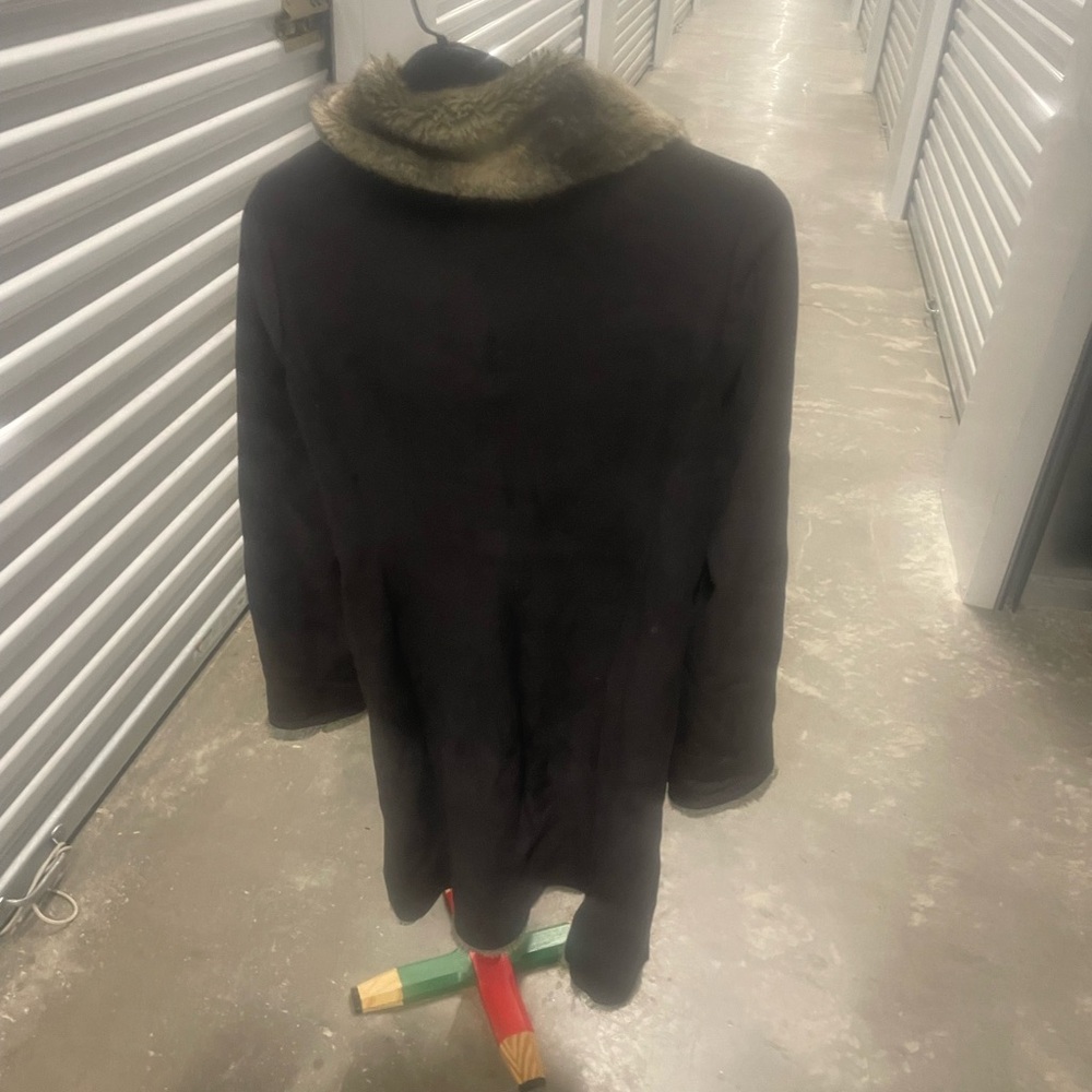 Women's smokes grey Coat with Fur Collar
